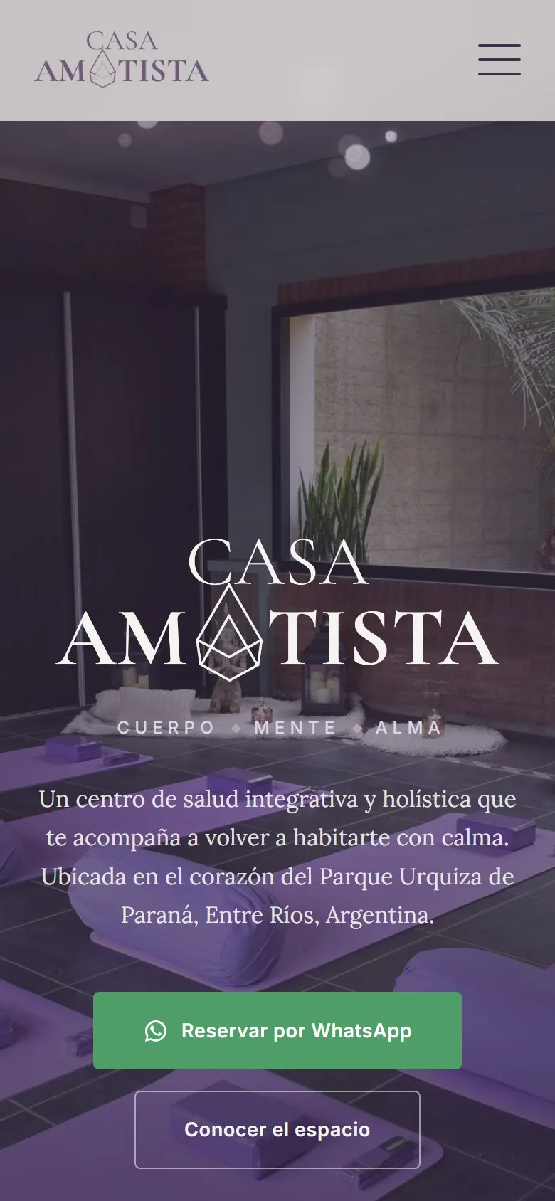 Sitio de Casa Amatista en un celular