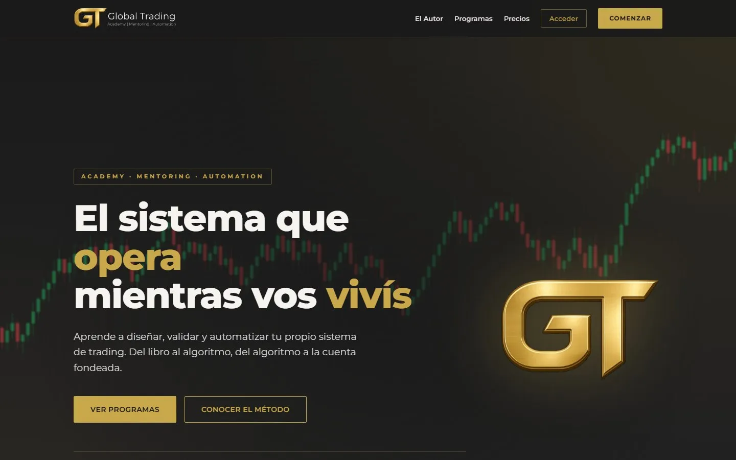 Sitio de Global Trading en una notebook