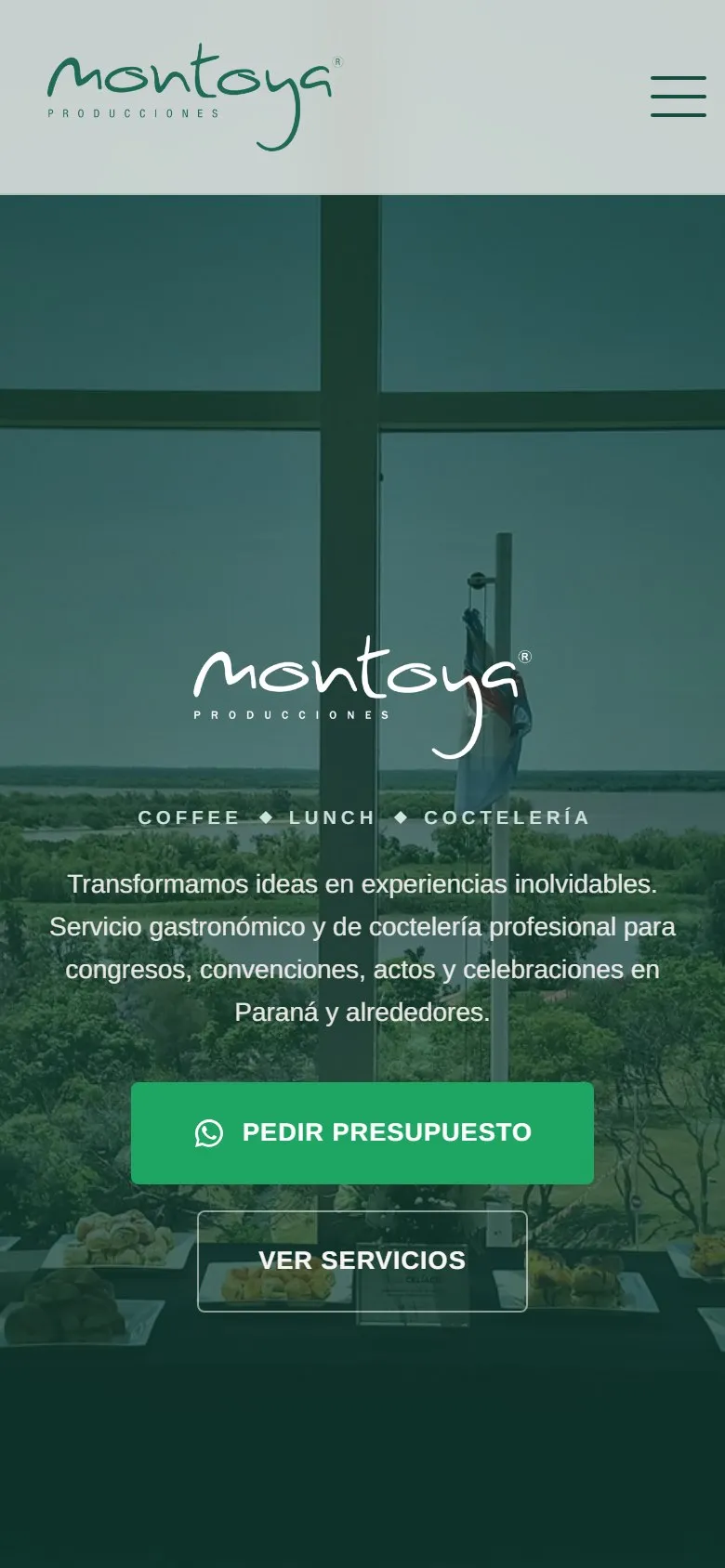 Sitio de Montoya Producciones en un celular